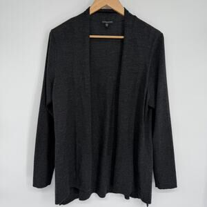 Eileen Fisher Cardigan Women’s 1X  Black Merino Wool Quiet Luxury Old Money
